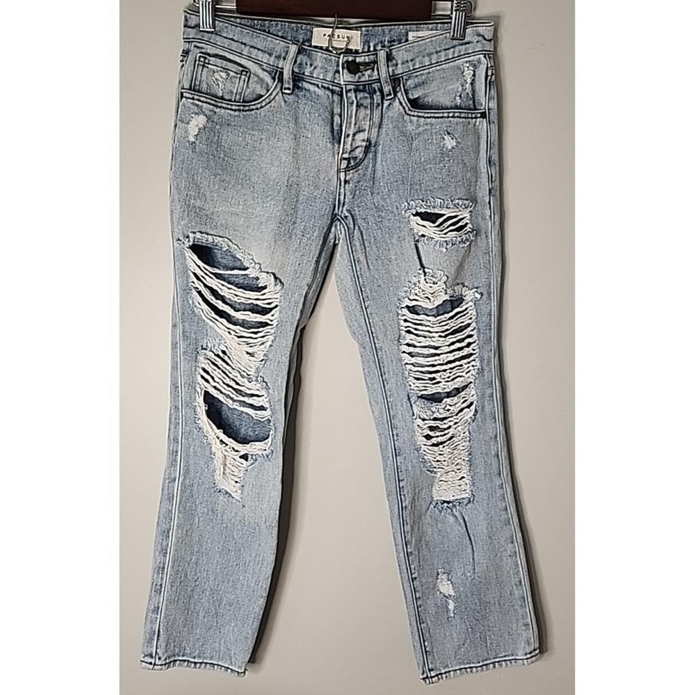PacSun Los Angeles Boyfriend Distressed Light Wash Button Fly Jeans Size 24